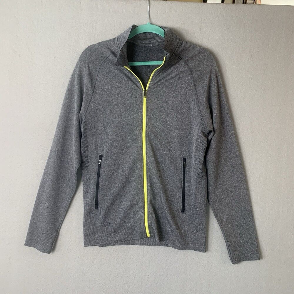 Lululemon Pulse Jacket Mens Small Gray Full Zip Gorpcore Stretch Athletic Pocket
